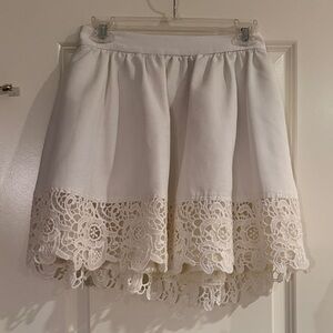 Express White Skater Skirt with Lace Hem